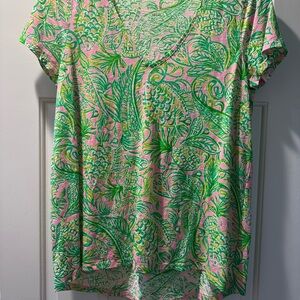 Lilly Pulitzer Green and Pink Patterned Tee